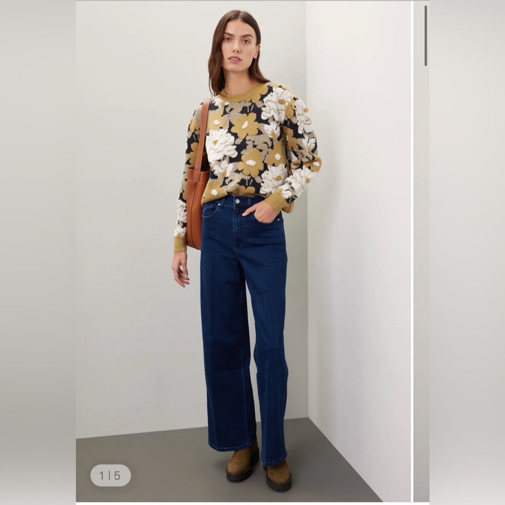 Club Monaco‎ Floral Motif Jacquard Sweater Size S